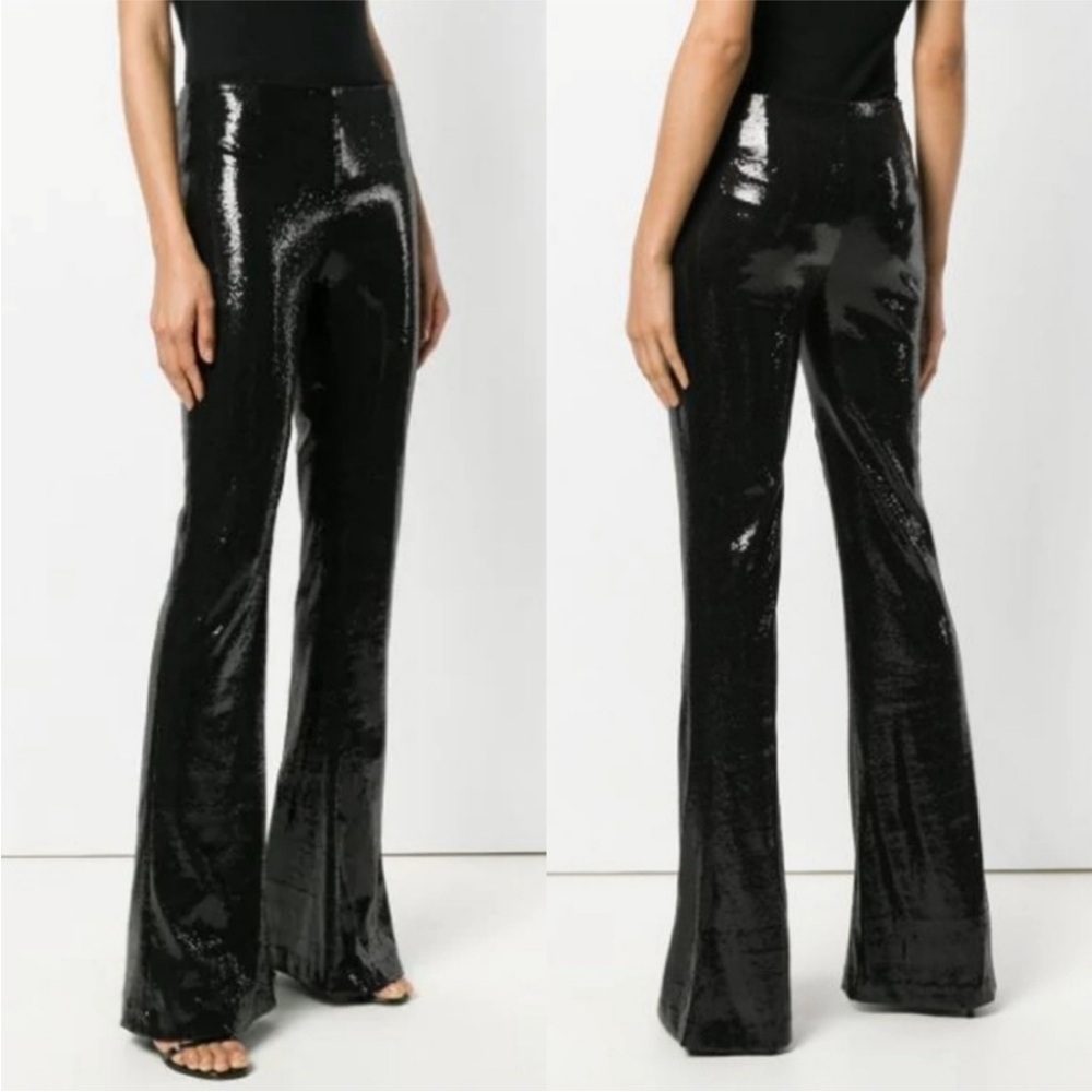 Galvan London Flared Leg Stretche Sequin Galaxy pants in black